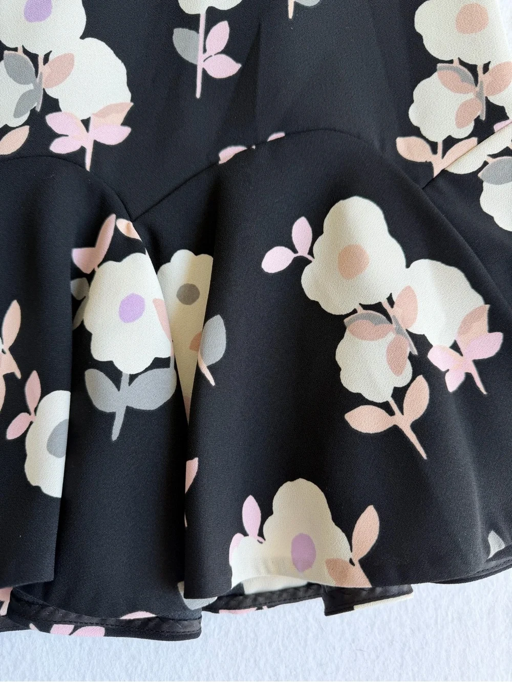 Kate Spade New York Floral Fit & Flare Skirt Black Pink Cream Lined Size 6